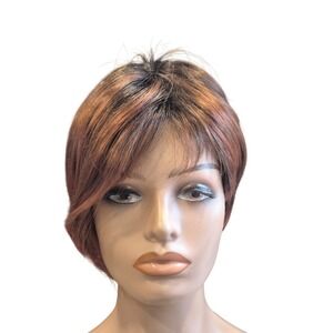 Ellen Willie‎ Design Short Pixie Cut Wig Warm Brown Auburn Highlights Disc?